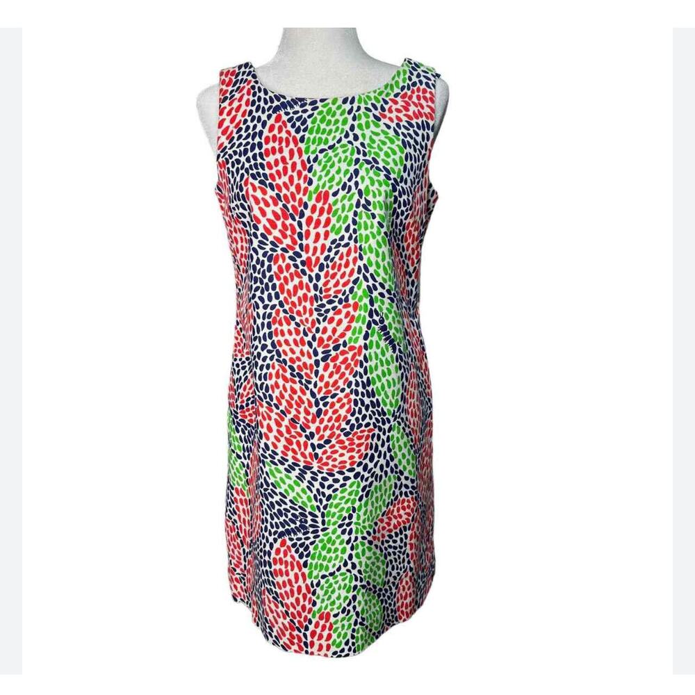 LILLY PULITZER Womens 10 Stephanie Shift Dress Open Call Ikat Leaf Caterpillers